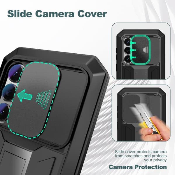【03】Samsung Galaxy S26+ / S26 Plus 5G Case Cover with R-JUST Sliding Camera Water-Resistant Design Svart