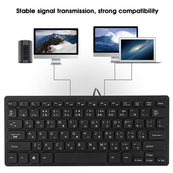 Mini japansk kablet tastatur USB-interface Desktop Lydløs Ultratynd 78 taster Computertilbehør