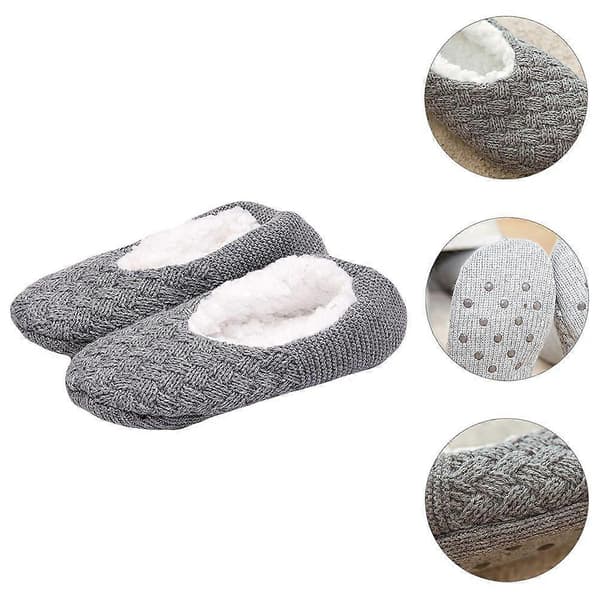 1 par varme hjemmeskostrømper til voksne vinterstrømper med greb Light Grey M