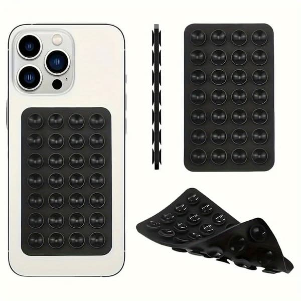 【03】Dubbelsidig silikon sugpropp biltelefonhållare för iPhone/Android Black