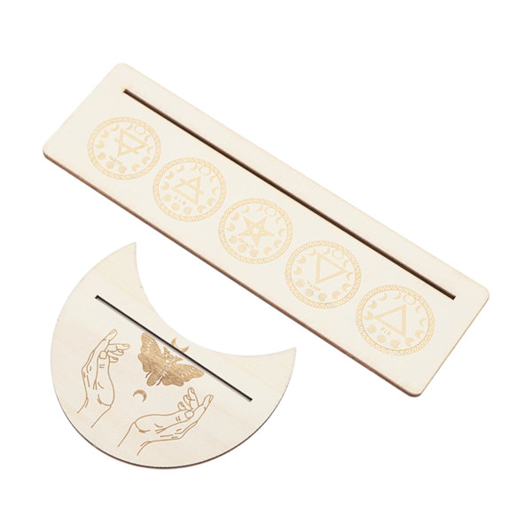2 Delar Tarotkortställ i Trä, Stabil Månform och Rektangulär Tarotkort Displayställ Bas Typ A