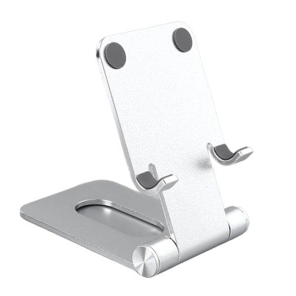 Fällbart Mobiltelefonställ i Aluminiumlegering, Vikbart Skrivbordsställ för Mobiltelefon, Silver