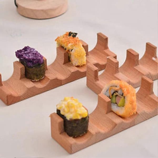 Trä Sushi Tacos Hållare Taco Stativ Serveringsställ Avdelare Taco Ställ Bricka Tallrikar för Hem Restaurang Middagsfest B B