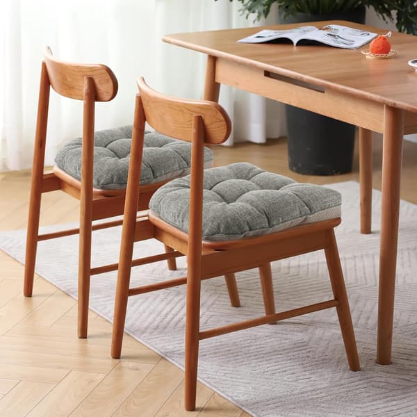 【03】Skridsikre stolehynder til spisestole, sæt med 4, 46*43*9 cm sædehynde med stropper light gray