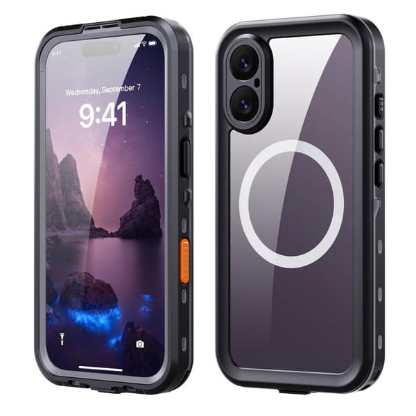 【03】iPhone 17 Cover RedPepper Transparent Dot IP68 Vandtæt Triple-beskyttelse MagSafe Svart Mörkgrå