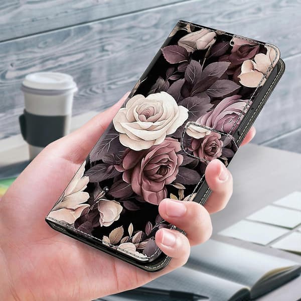 【03】For Samsung Galaxy A52 4G/ 5G/ A52s 5G Case Pattern Print Flip Folio Leather Phone Cover Rose