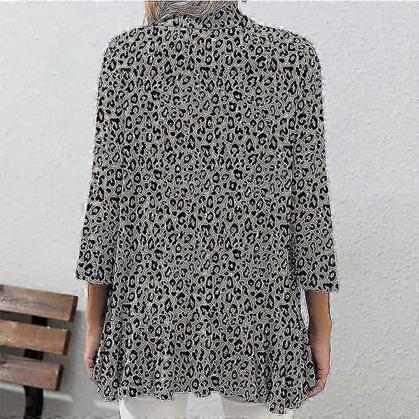 Dame åben front bluse, afslappet strandkimono, cardigan, draperede toppe Print 3 S