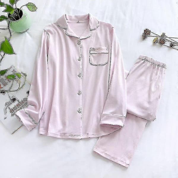 Japansk ny höst- och vinterpyjamas i ren bomull för par, vår Female pink XL