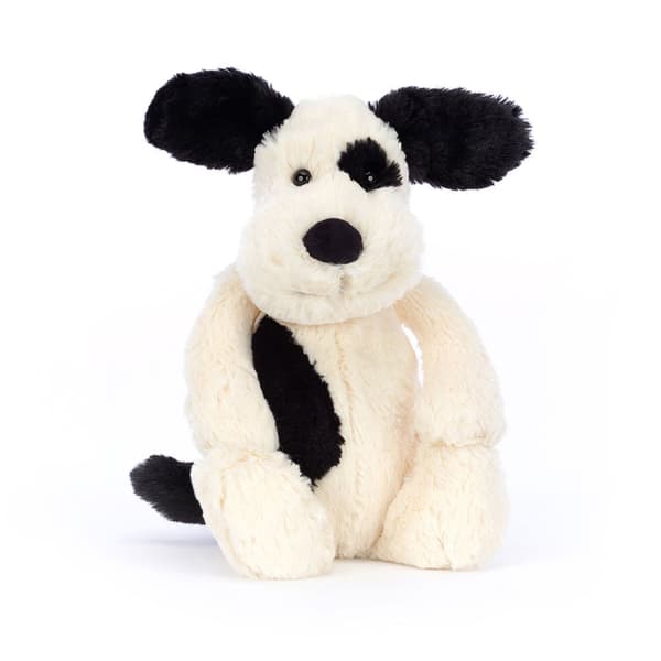 【03】Jellycat Bashful Black & Cream Puppy Pehmolelu 31cm