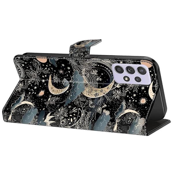 【03】For Samsung Galaxy A52 4G/ 5G/ A52s 5G Case Pattern Print Flip Folio Leather Phone Cover Moon