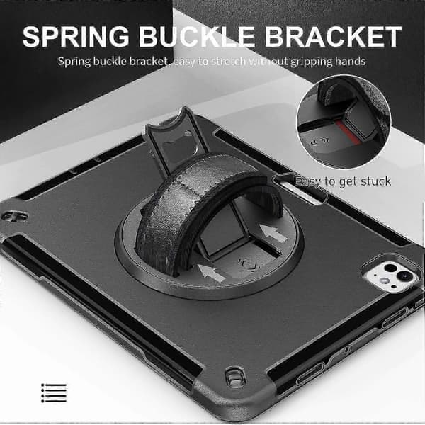 För iPad Pro 13 (2024) Fodral Stödfunktion PC + TPU Robust Skydd Med Axelrem - Blå, zxl Black