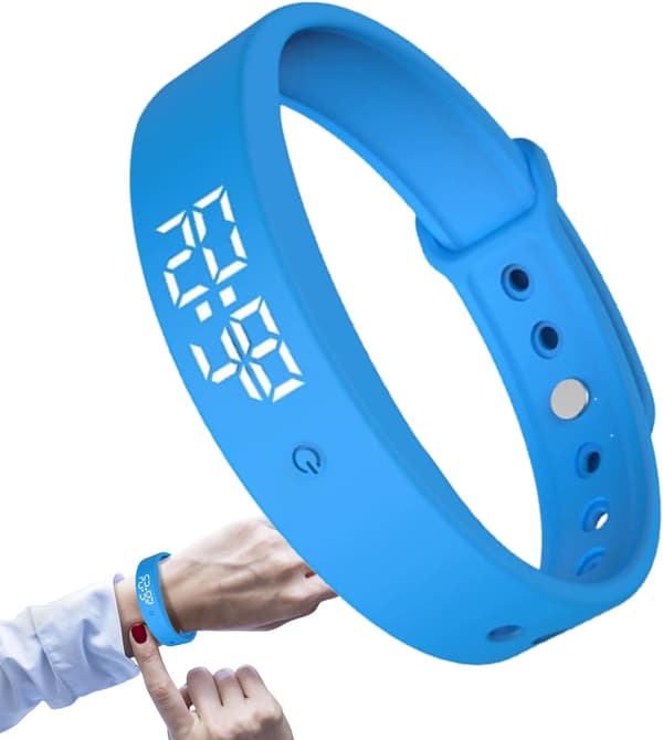 【03】Fitsleep 2025 Vibrating Alarm Band for Deep Sleep - Silent Alarm Clock Brac light blue