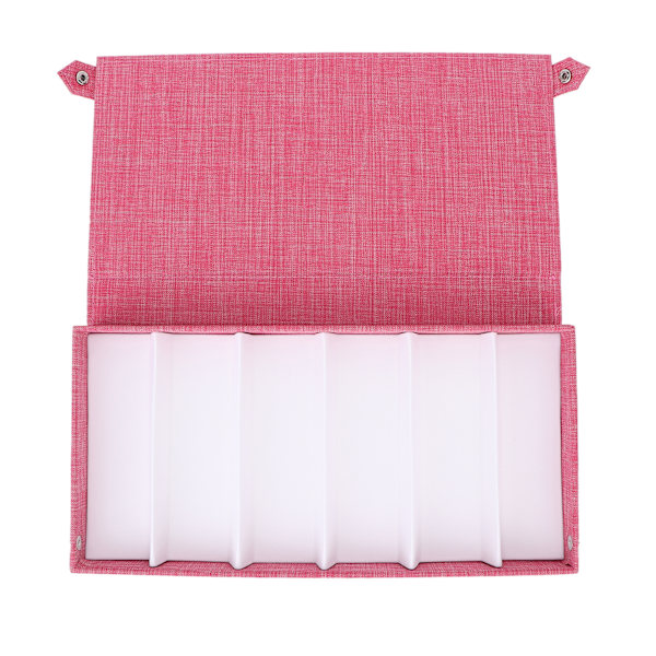 6 rum Solbrille Opbevaringsetui Flocking Klud Knaplukning Forebygger Ridser Brille Displayboks Pink