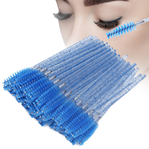 50 st Nylon Sminkborste Mascara Borstar Ögonfrans Ögonbryn Engångs Portabel Borste Mörkblå