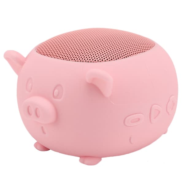 Härlig Gris Mini Trådlös Bluetooth 5.0 Högtalare Inbyggd Mikrofon för Hemresor/Utflykter (Rosa)