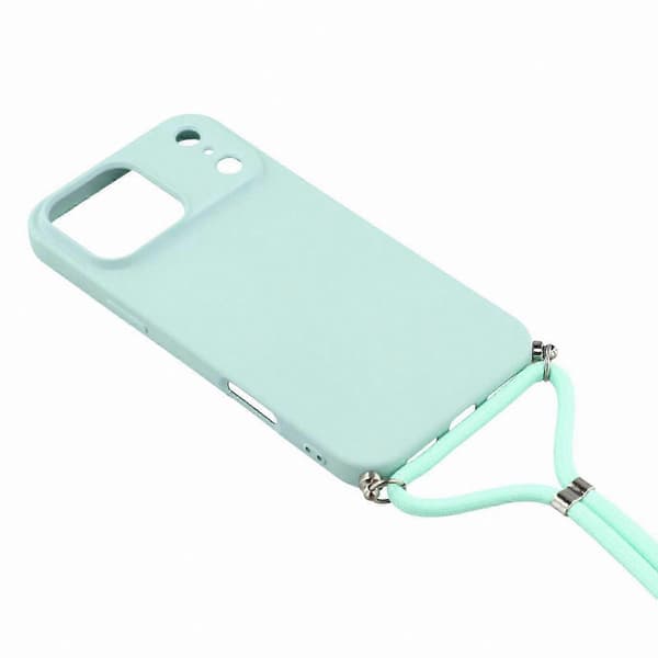 Mjukt TPU-telefonskal med fiberfoder och axelrem för 17 Pro-modeller Baby Blue