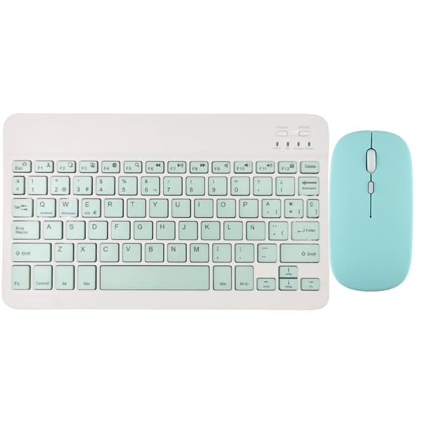 【03】Trådløst tastatur og mus til iPad Air 5, 4 Pro, 11, Bluetooth, spansk, engelsk, Android, iOS, Windows, telefon, tablet green Spanish