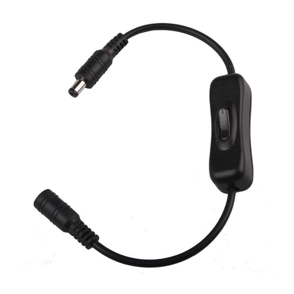 3 stk, 5,5 mm x 2,1 mm inline strømafbryder til LED-lysbånd, DC-kabel med afbryderknap til DC 5V bordlampe, ventilator, kamera