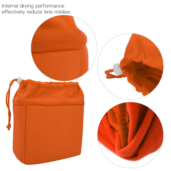 Vattentät Stöttålig DSLR Kameralins Insatsväska Vadderat Fodral Med Dragsko (Orange)