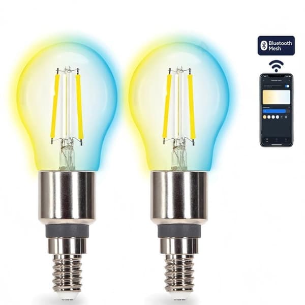 2 Aigostar G45 E14 4,5W CCT säädettävän Mesh Bluetooth -älypolttimon sarja, hehkulamppu gradienttilasilla + kaukosäädin