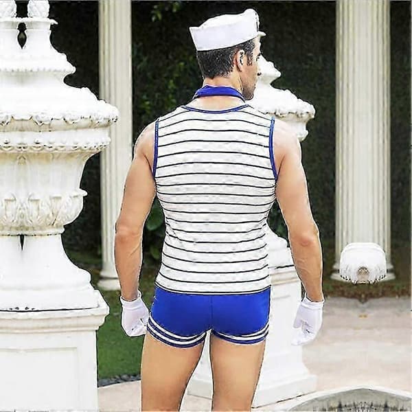 Herr Sjöman Partykostym Cosplay Rollspelsdräkt Underkläder (1-pack) Sininen Yksi koko