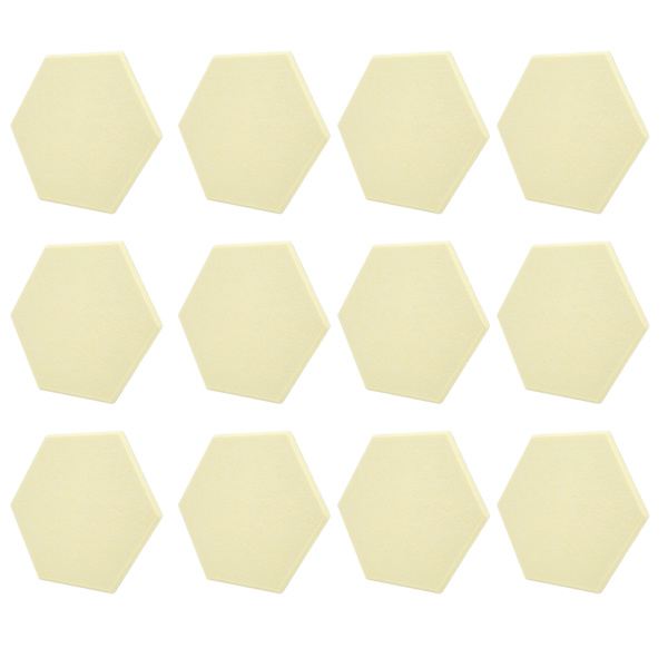 12 st Ljudabsorptionsskiva Hexagon Självhäftande Akustikpaneler Kilformade Väggar Ljudisolerad Inhägnad Ljusgul
