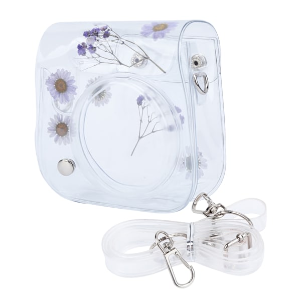 Transparent Kameraväska PVC Förvaringsväska med Justerbar Axelrem för Instax Mini 11 Skydd Lila