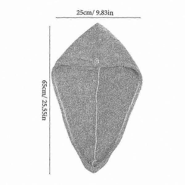 2-pack Mjuk Korallfleece Hårtorkningsmössa Absorberande Badhandduksinpackning för Hårvård -Z Harmaa 65,00X25,00X1,50CM