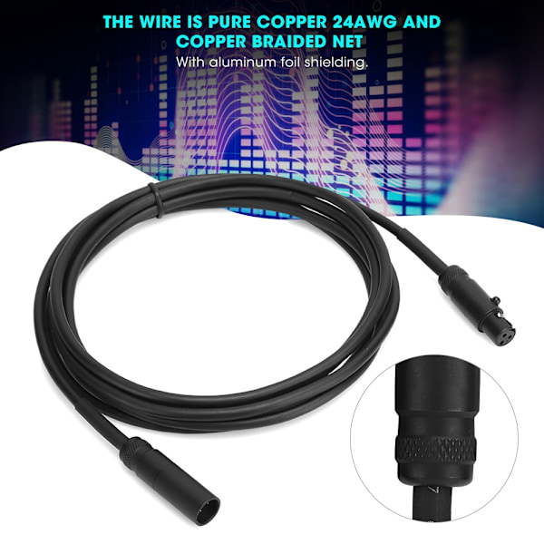 3-Pin Mini XLR Han til Hun Audio Tilslutningskabel til Camcorder DSLR Kamera Mikrofon Interface Tilslutning 2M