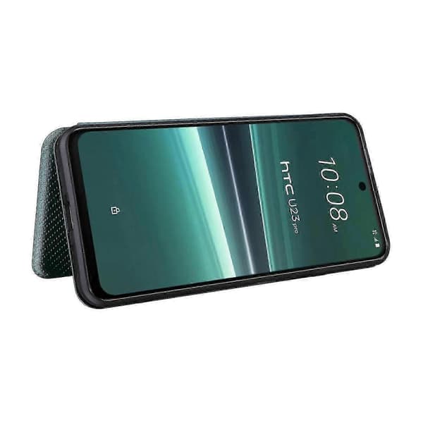 För HTC U23 Pro 5G Telefonställfodral Kolfibertextur Läderfodral med Kortplats -XN Green
