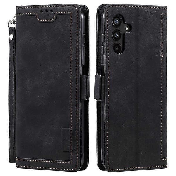 【03】til Samsung Galaxy A36 5G Pung Etui Stativ Læder Telefon Cover - Perfekt Black
