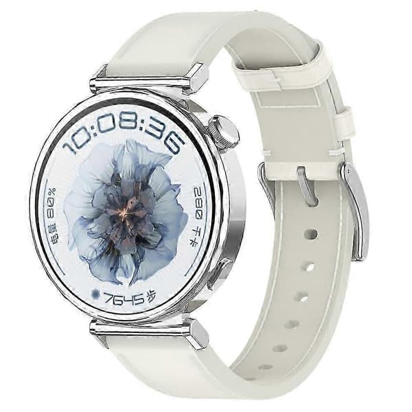 Til Huawei Watch GT 3 Pro 43mm Urrem 20mm Erstatningsrem i ægte okselæder Hvid
