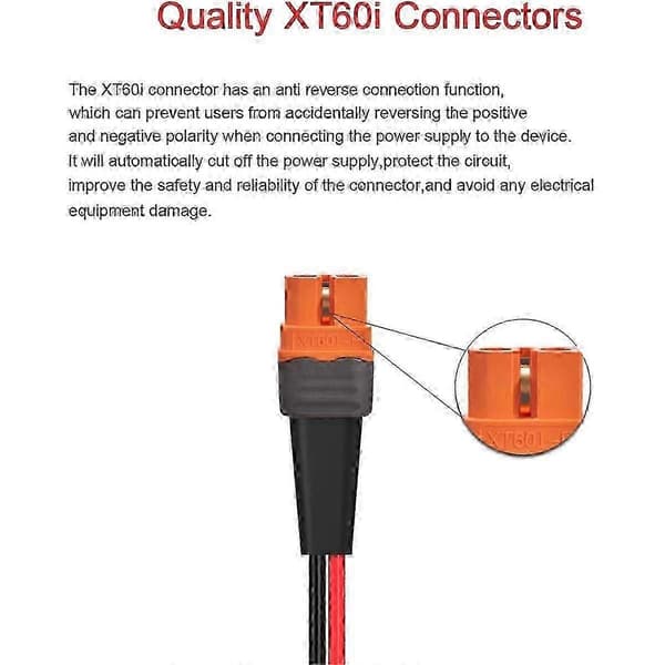 12AWG XT60i hun til O-ring-stik med fortinnet ledning, til RC-batteri, solcelle, bærbar strøm S