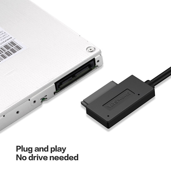 USB 3.0 bærbar optisk drev USB til SATA 7+6P adapterkabel, SATA til USB nemt drevkabel.