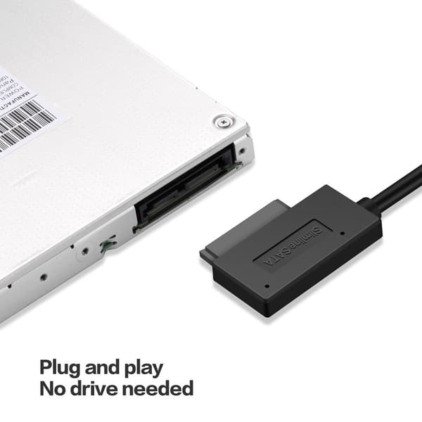 USB 3.0 optisk enhet för bärbar dator USB till SATA 7+6P adapterkabel, SATA till USB enkel drivkabel.