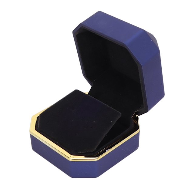 Ring Presentask Elegant Skyddande Liten Smyckesförvaring Displayfodral med Lampa för Frieri Bröllop Blå