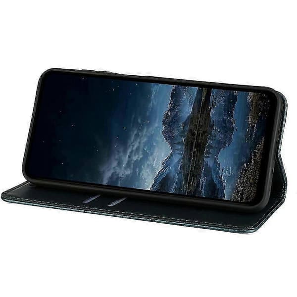 Kompatibelt för Samsung Galaxy A36 5G plånboksfodral med linjepräglad läderficka och stativ Green
