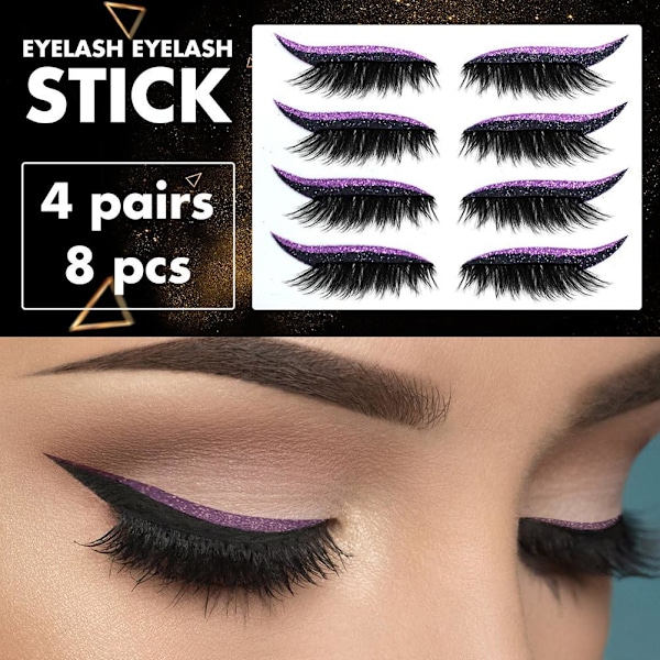 4 Par Återanvändbara Eyeliner- och Ögonfransdekaler Vattentäta Återanvändbara Eyeliner-Ögonfransdekaler Lätta att Använda och Ta Bort