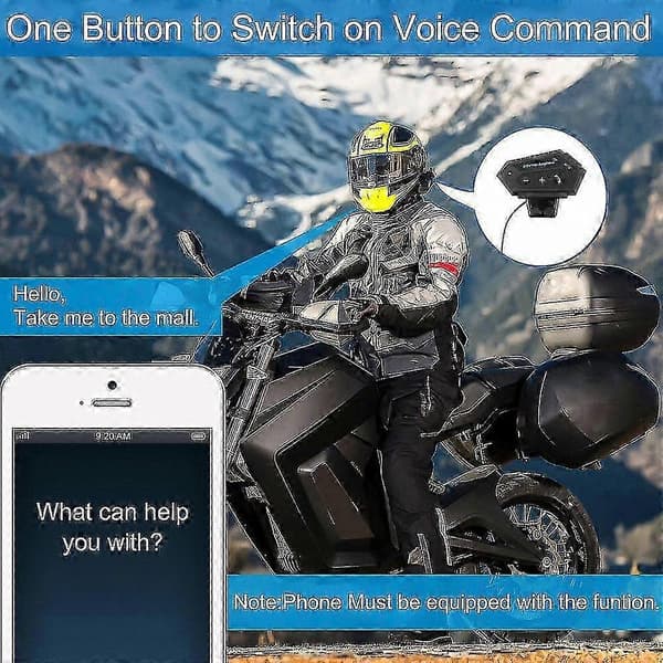 Bluetooth-headset til motorcykelhjelm med mikrofon, støjreduktion, håndfri, musikdeling, V4.2 til motorcykelkørsel Soft Mic