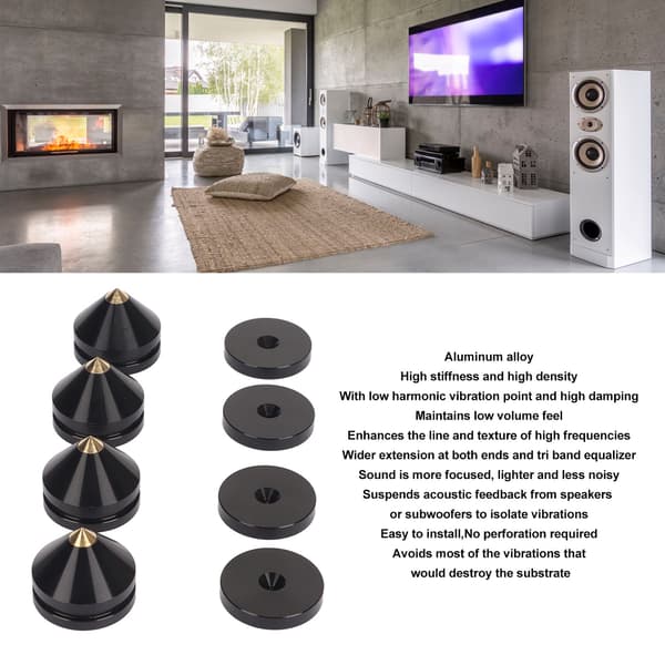 4 stk. Sorte Højttaler Isolationsfødder til Pladespiller Subwoofer Højttaler Forstærkere