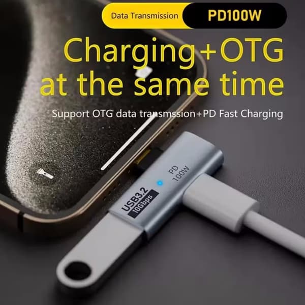 Typ-C till OTG-adapter, 2-i-1 USB Typ-C-adapter, stöder PD till USB OTG-dataöverföring.