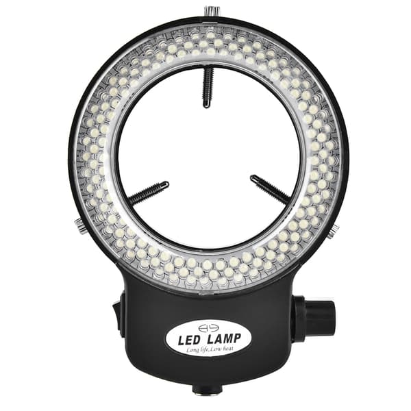 【03】Justerbar lysstyrke 144 LED-ringlys til mikroskopkamera (sort, amerikansk stik)