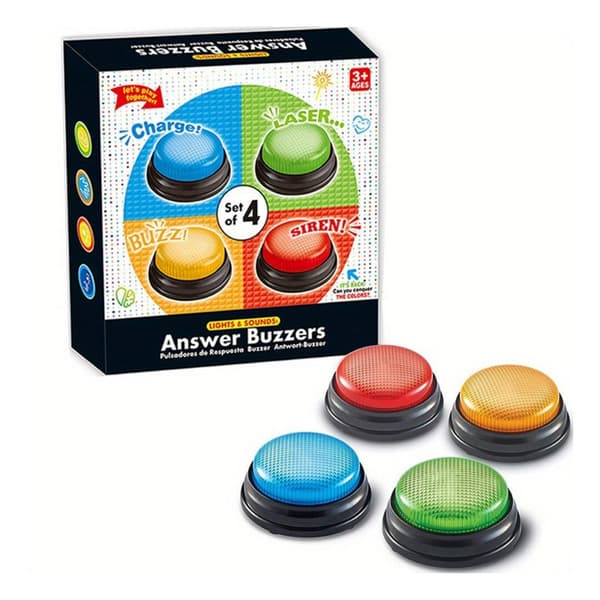 Quiz Buzzers - Set med 4 ljus- och ljudbuzzers för pubquizspel