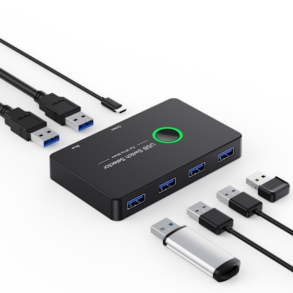 USB-A Switch 2 computere til 4 USB-A, USB 3.0-switch, USB-adapter