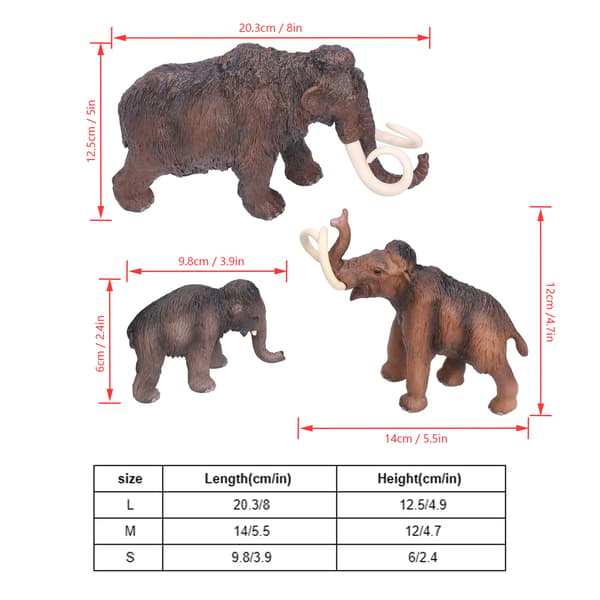【03】Mammutmodel simuleringsstatue realistisk plastik mammut dyresamling legetøjsgave