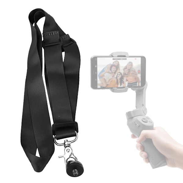 Håndholdt kuglehoved sikkerheds halsrem og 1/4 tomme skruebase til DJI Osmo Mobile 3/2 sort