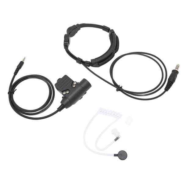 Strupmikrofon Headset 7,1 mm Plugg 2-vägsradio Hörlurar med U94 PTT för 3,5 mm Mobiltelefon
