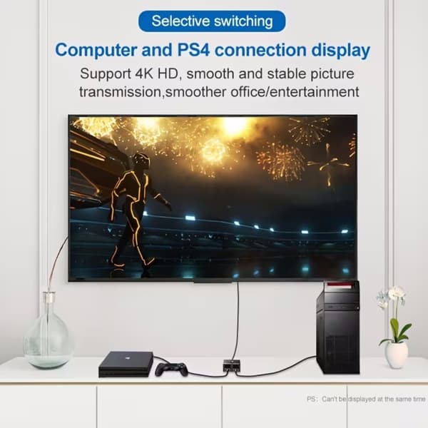HDMI-switch 4k-splitter, HDMI-switcher-vælgerboks i aluminium 2 ind 1 ud, manuel HDMI-hub