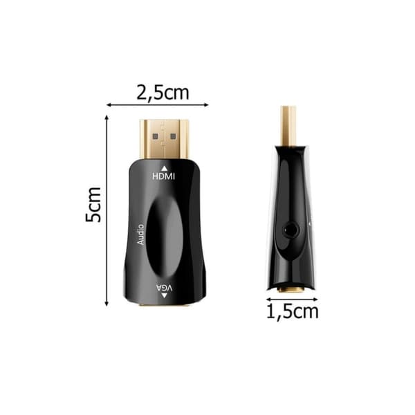 HDMI-VGA-sovitin 3,5 mm AUX-liitännällä