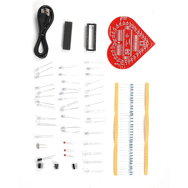 DIY Farverigt MCU Modul Hjerteformet Lampe Lys Elektronisk Kredsløbskort Kit